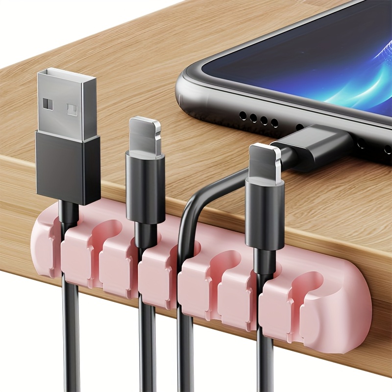 strong self adhesive silicone cable organizers with 7, 5, and 3 slots for managing cables, featuring cable holders and storage boxes to keep your wires neat and tidy!