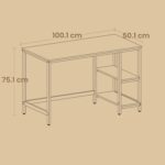 computer desk, 50.1 x 100.1 x 76.1cm, it table, modern style, for home office, bedroom, living room, brown and black