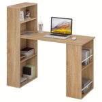 120 cm desk with shelf, computer desk with shelf, desk with shelf, desk with shelf, 122 x 55 x 120 cm, light wood