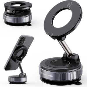 upgraded magnetic car phone holder 360 degree rotatable 43.54kg super suction cup mount for magsafe, universal car/gym/mirror phone holder for iphone and android