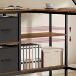 l shaped desk with 2 spacious drawers, gaming desk with monitor stand, corner desk, computer desk with adjustable storage shelf, for home office