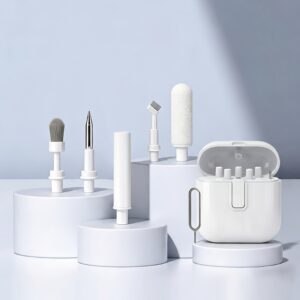 multifunctional detachable combined cleaning brush, 4 freely combinable and switchable assembly styles, portable electronic device cleaner kit for keyboard, airpods, headphones, phone, laptop, camera gap deep dust removal