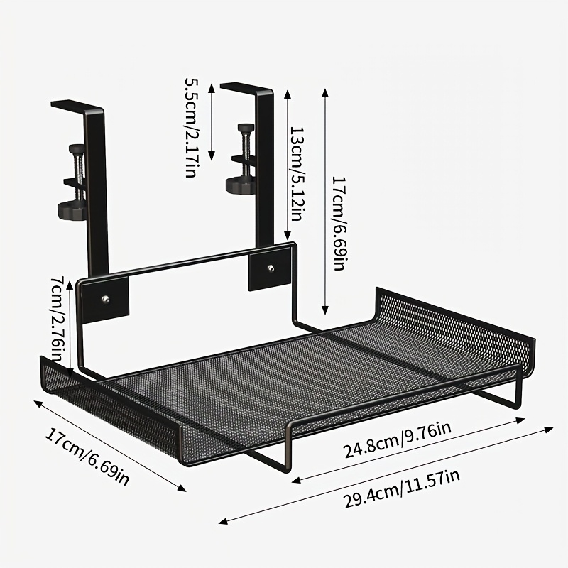 1pc life declaration no drill under desk cable management tray metal wire mesh with mounting clips, space saving organizer for home office, bedroom, living room easy install reusable desk & drawer organizer, office organization, modern metallic look, metal construction, workspace organization, minimalist design, sturdy clips, workspace organizers