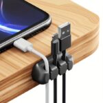 strong self adhesive silicone cable organizers with 7, 5, and 3 slots for managing cables, featuring cable holders and storage boxes to keep your wires neat and tidy!