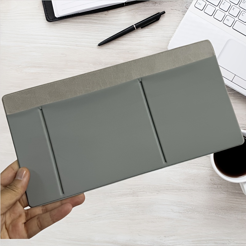 high end lycra fabric + faux leather mouse storage bag, featuring three pockets that can hold two mice, a capacitive stylus, and other electronic pens. this self adhesive multifunctional storage pouch is suitable for various computers, ipads