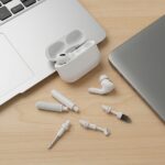 multifunctional detachable combined cleaning brush, 4 freely combinable and switchable assembly styles, portable electronic device cleaner kit for keyboard, airpods, headphones, phone, laptop, camera gap deep dust removal