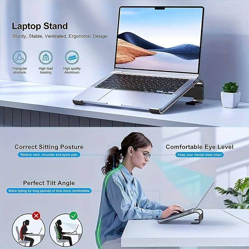 1 x aluminum alloy laptop stand ergonomic detachable laptop lift stand available in silver and black