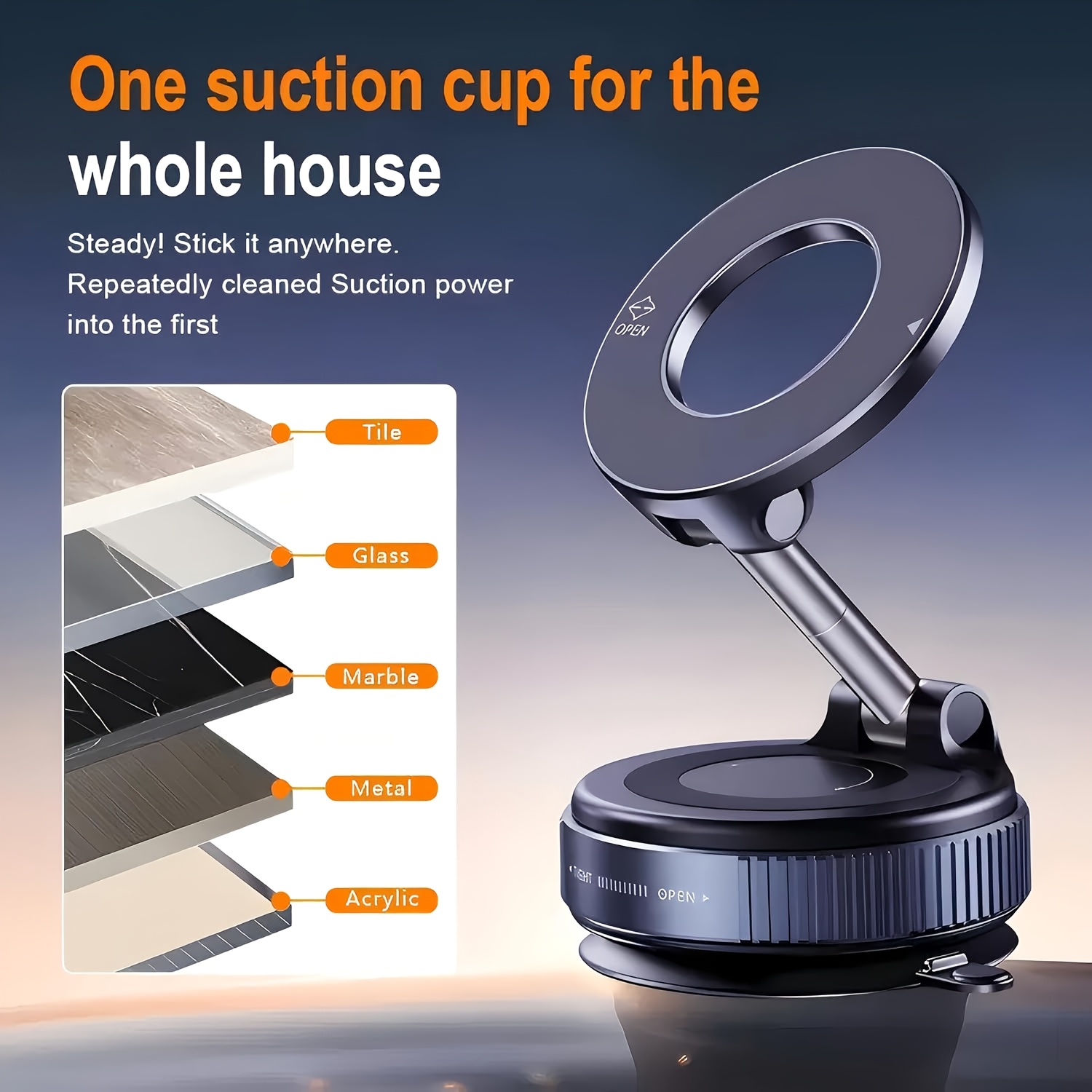 upgraded magnetic car phone holder 360 degree rotatable 43.54kg super suction cup mount for magsafe, universal car/gym/mirror phone holder for iphone and android