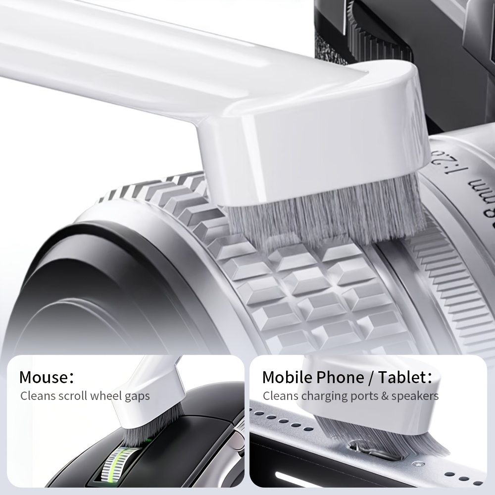 multifunctional detachable combined cleaning brush, 4 freely combinable and switchable assembly styles, portable electronic device cleaner kit for keyboard, airpods, headphones, phone, laptop, camera gap deep dust removal