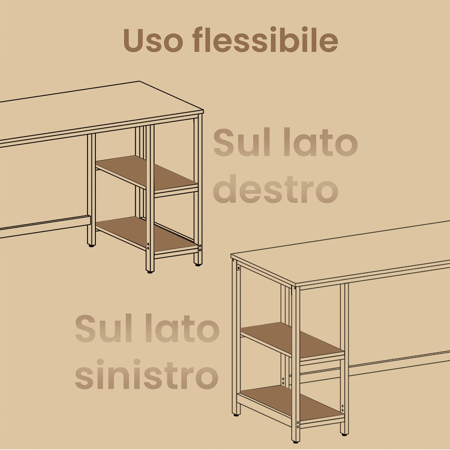 computer desk, 50.1 x 100.1 x 76.1cm, it table, modern style, for home office, bedroom, living room, brown and black