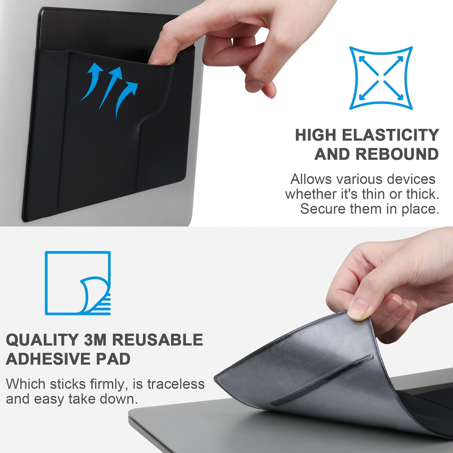 high end lycra fabric + faux leather mouse storage bag, featuring three pockets that can hold two mice, a capacitive stylus, and other electronic pens. this self adhesive multifunctional storage pouch is suitable for various computers, ipads