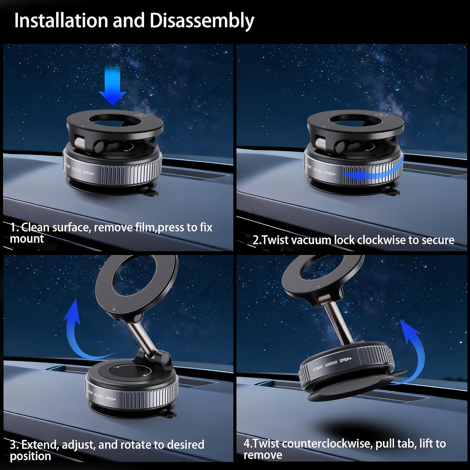 upgraded magnetic car phone holder 360 degree rotatable 43.54kg super suction cup mount for magsafe, universal car/gym/mirror phone holder for iphone and android