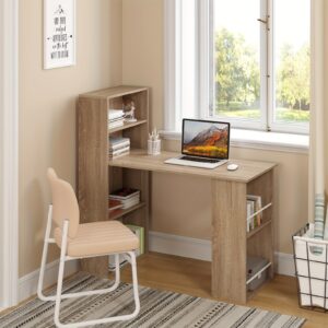 120 cm desk with shelf, computer desk with shelf, desk with shelf, desk with shelf, 122 x 55 x 120 cm, light wood