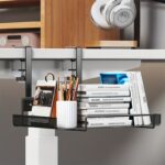 1pc life declaration no drill under desk cable management tray metal wire mesh with mounting clips, space saving organizer for home office, bedroom, living room easy install reusable desk & drawer organizer, office organization, modern metallic look, metal construction, workspace organization, minimalist design, sturdy clips, workspace organizers