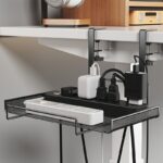 1pc life declaration no drill under desk cable management tray metal wire mesh with mounting clips, space saving organizer for home office, bedroom, living room easy install reusable desk & drawer organizer, office organization, modern metallic look, metal construction, workspace organization, minimalist design, sturdy clips, workspace organizers