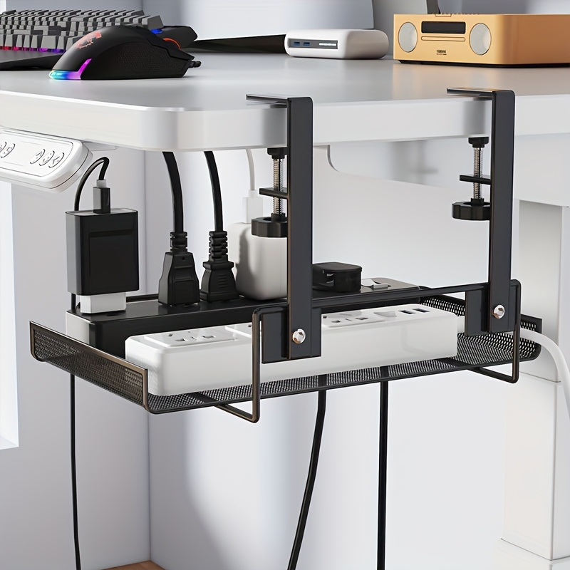 1pc life declaration no drill under desk cable management tray metal wire mesh with mounting clips, space saving organizer for home office, bedroom, living room easy install reusable desk & drawer organizer, office organization, modern metallic look, metal construction, workspace organization, minimalist design, sturdy clips, workspace organizers
