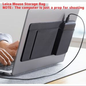 high end lycra fabric + faux leather mouse storage bag, featuring three pockets that can hold two mice, a capacitive stylus, and other electronic pens. this self adhesive multifunctional storage pouch is suitable for various computers, ipads