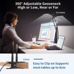 led dimmable clip desk lamp flexible gooseneck with swivel clamp easy clip on reading light led table lamp work lamp home office
