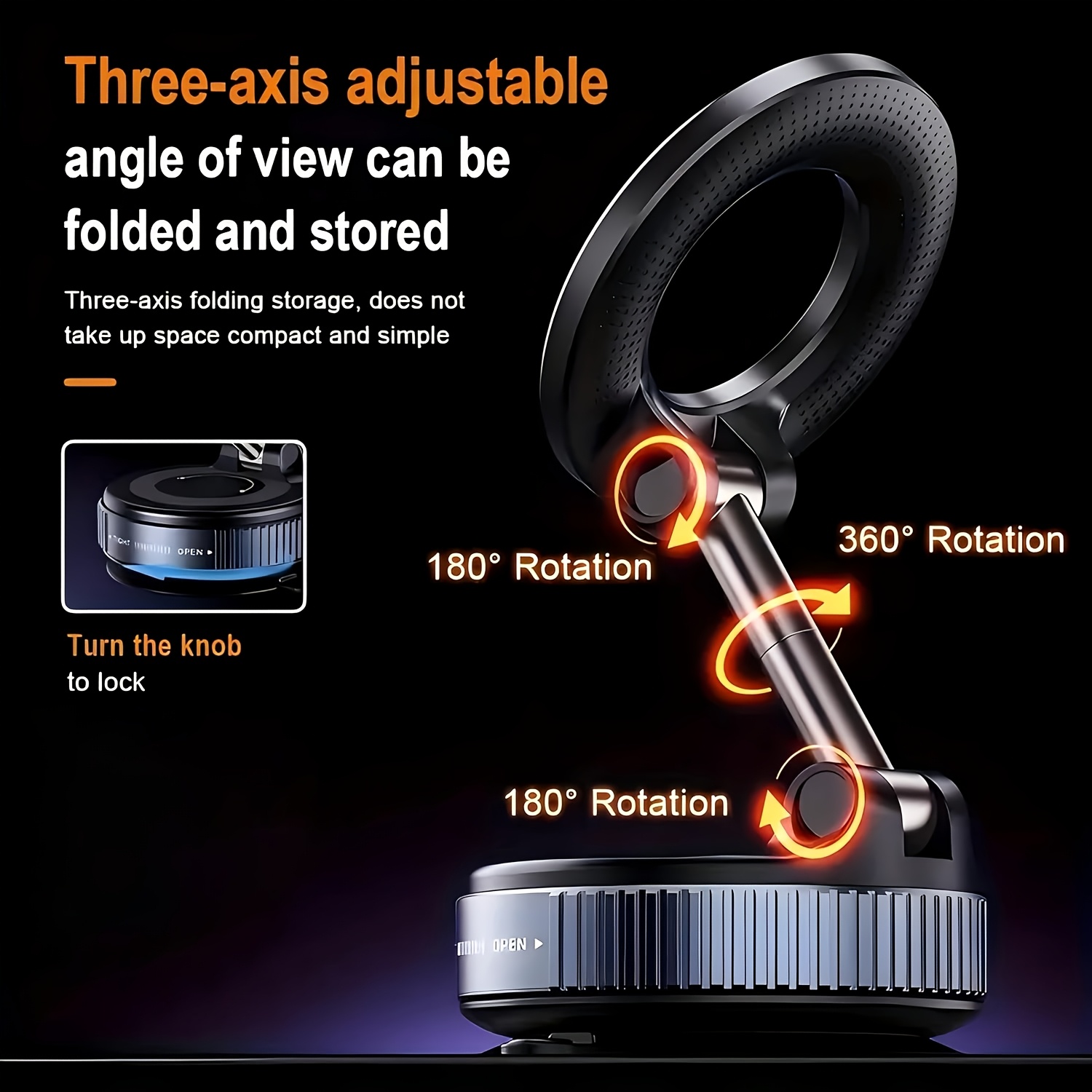 upgraded magnetic car phone holder 360 degree rotatable 43.54kg super suction cup mount for magsafe, universal car/gym/mirror phone holder for iphone and android