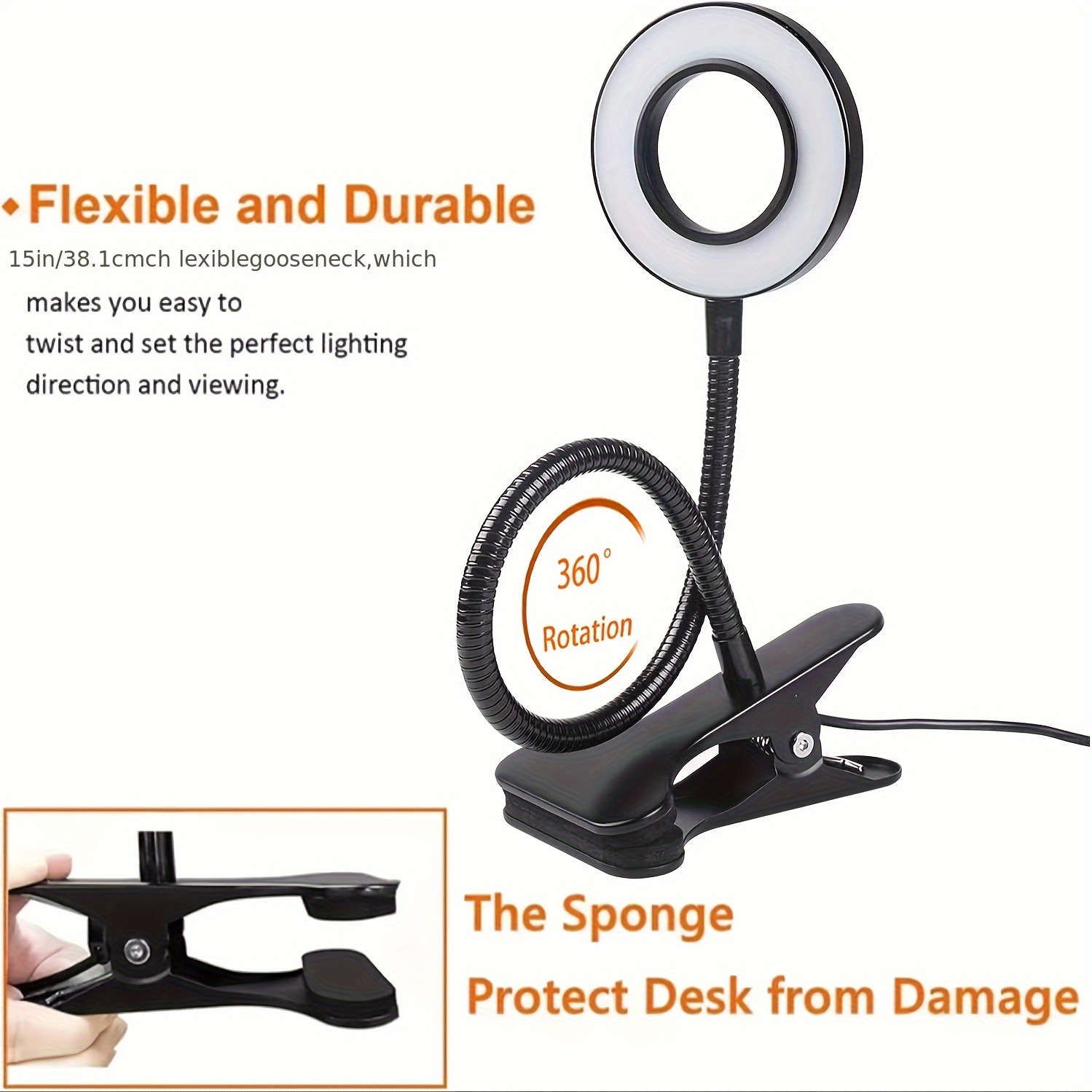led desk lamp adjustable eye protection study reading clip light beauty selfie fill light desktop clip lamp
