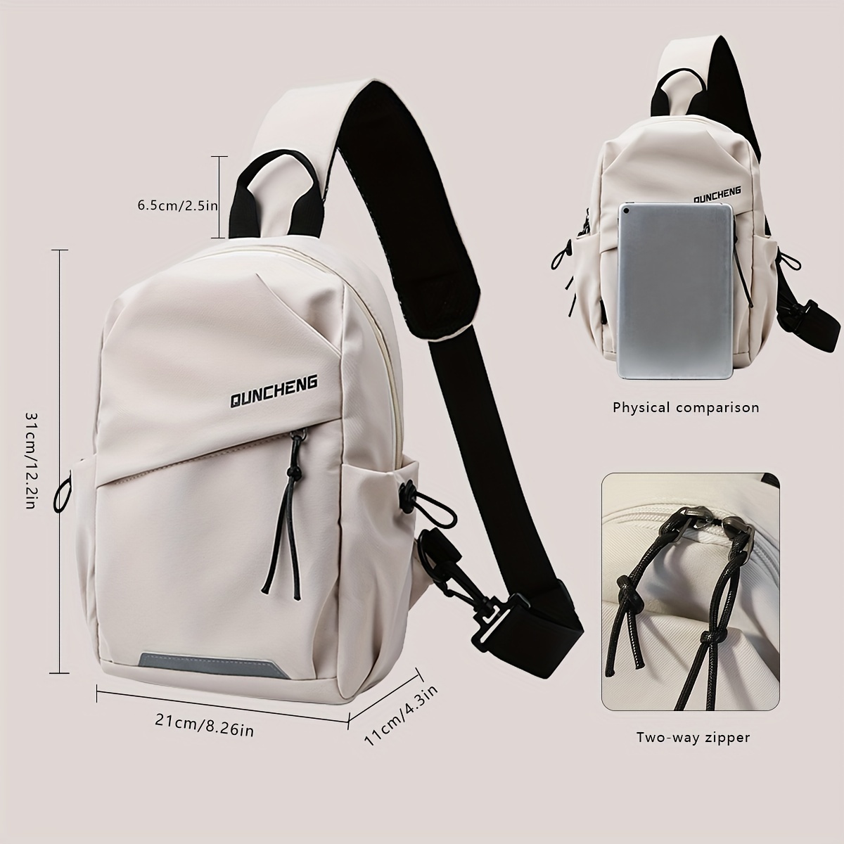 a stylish and lightweight sling backpack designed for sporty travel, featuring a sturdy zipper and comfortable fabric, perfect for everyday use and as gifts for christmas and new year