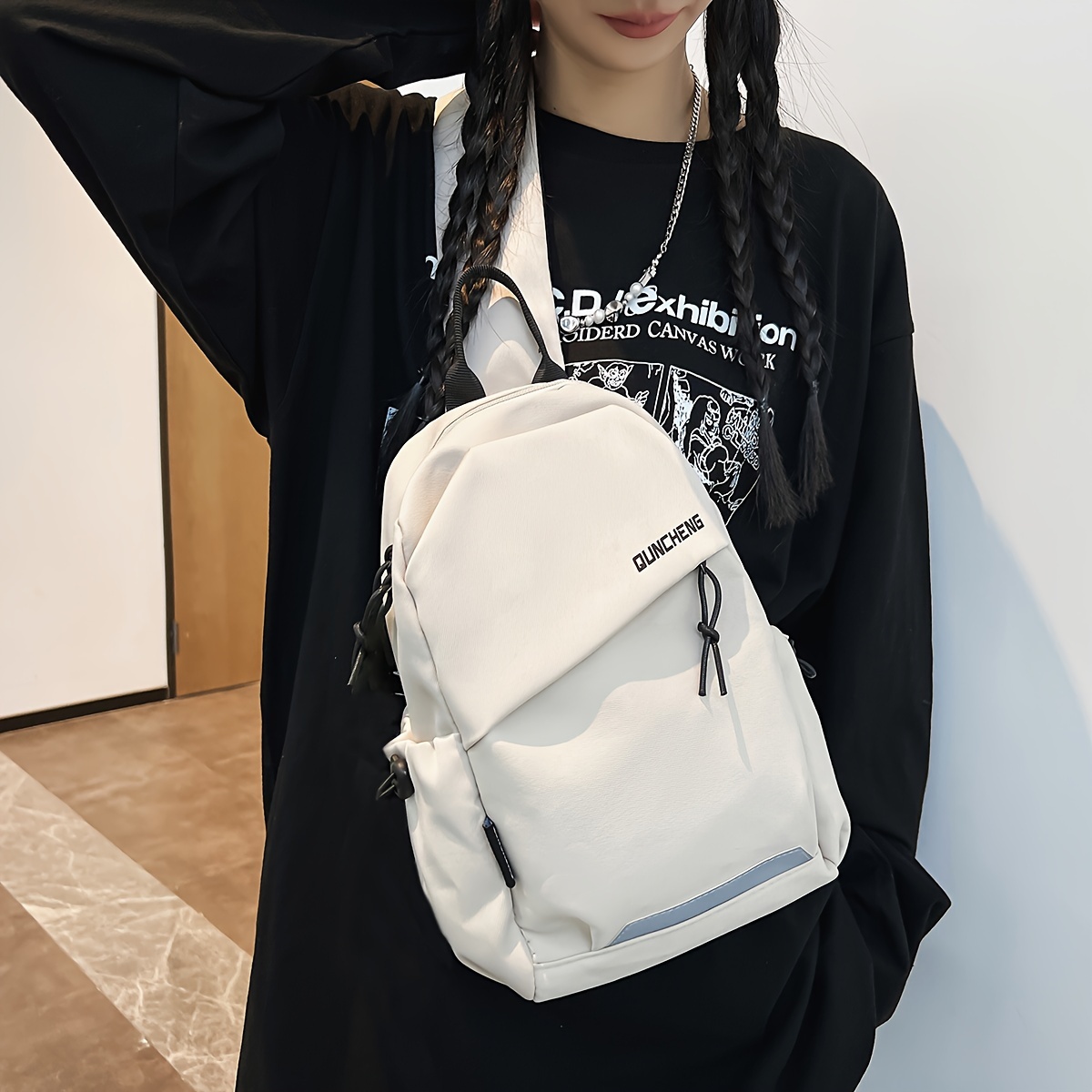 a stylish and lightweight sling backpack designed for sporty travel, featuring a sturdy zipper and comfortable fabric, perfect for everyday use and as gifts for christmas and new year