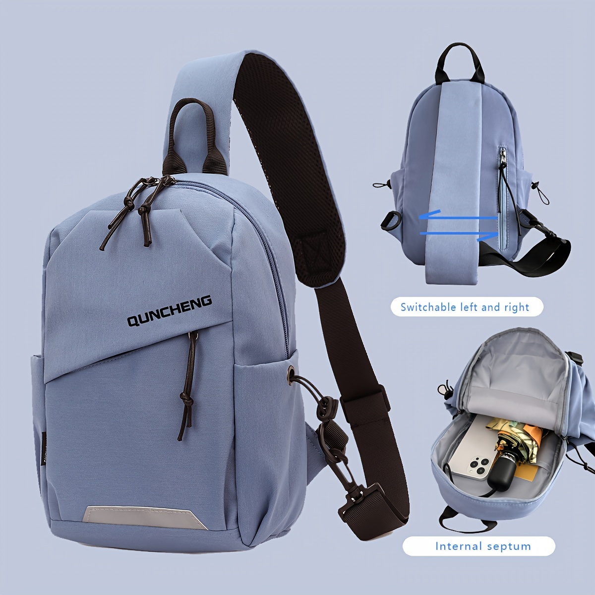 a stylish and lightweight sling backpack designed for sporty travel, featuring a sturdy zipper and comfortable fabric, perfect for everyday use and as gifts for christmas and new year