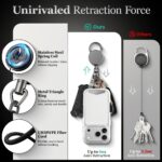 retractable cell phone lanyard, heavy duty metal anti theft phone tether with belt clip carabiner, universal anchor