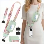 2pcs rfid clip and go strap for phone with wallet crossbody phone lanyard | includes wrist strap and zippered anti theft pocket, suitable for everyday travel, universal multi functional mobile phone lanyard, compatible with most smartphones