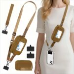 2pcs rfid clip and go strap for phone with wallet crossbody phone lanyard | includes wrist strap and zippered anti theft pocket, suitable for everyday travel, universal multi functional mobile phone lanyard, compatible with most smartphones
