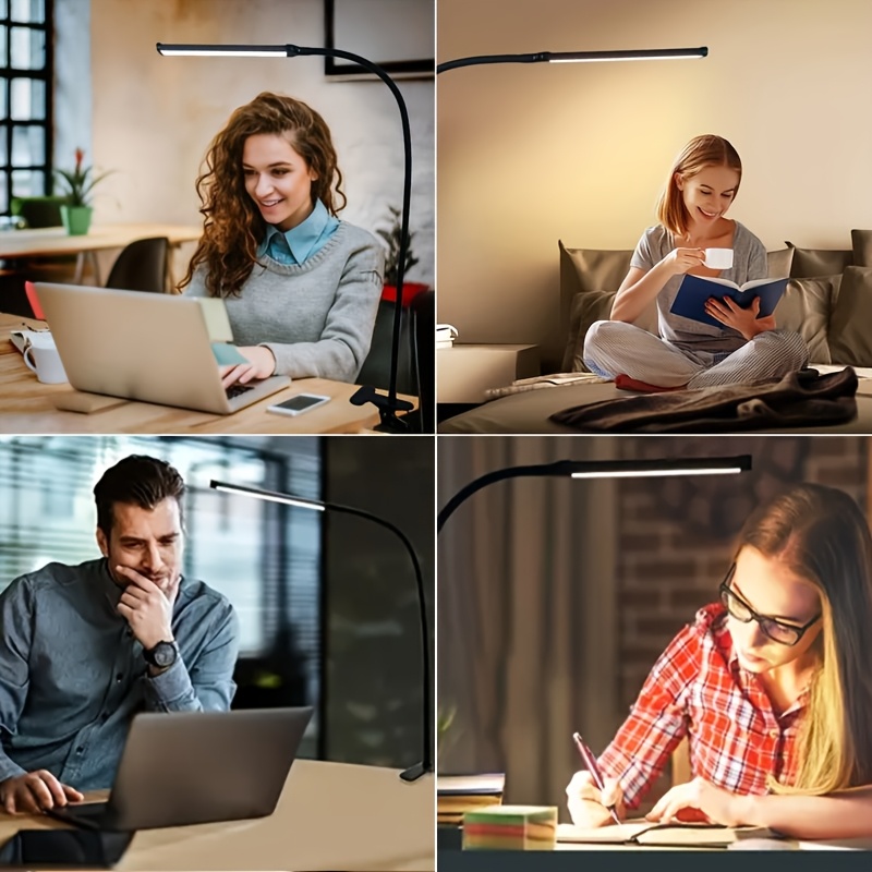 96led table lamp, desk lamp, usb powered clip on led reading light flexible gooseneck design, 3 color modes, adjustable brightness, suitable for reading, video calling, home office, bedside, and handicrafts