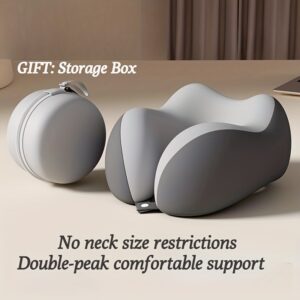 portable neck pillow for travel & home use – ergonomic cervical, compact & easy storage, comfortable sleep, ideal for desk, car, & long flights, slow rebound, machine washable cover, lightweight and portable travel companion