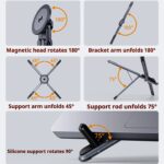 1pc 3 in 1 foldable adjustable height magnetic stand | suitable for phones, tablets, laptops, and computers, compatible with iphone/type c android connectors, offers 8 height adjustment settings, portable desktop holder, laptop desk, aluminum alloy