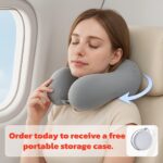 portable neck pillow for travel & home use – ergonomic cervical, compact & easy storage, comfortable sleep, ideal for desk, car, & long flights, slow rebound, machine washable cover, lightweight and portable travel companion