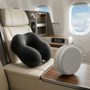 1 comfortable u shaped neck pillow with storage box travel, nap, and office neck pillow featuring slow rebound support, machine washable cover. a lightweight travel neck pillow designed for easy portability, compact for convenient storage