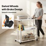 adjustable height standing desk, mobile desk with universal wheels, double layer storage, stable and comfortable, 40 x 80cm study table, sturdy and durable, easy to assemble, suitable for home office