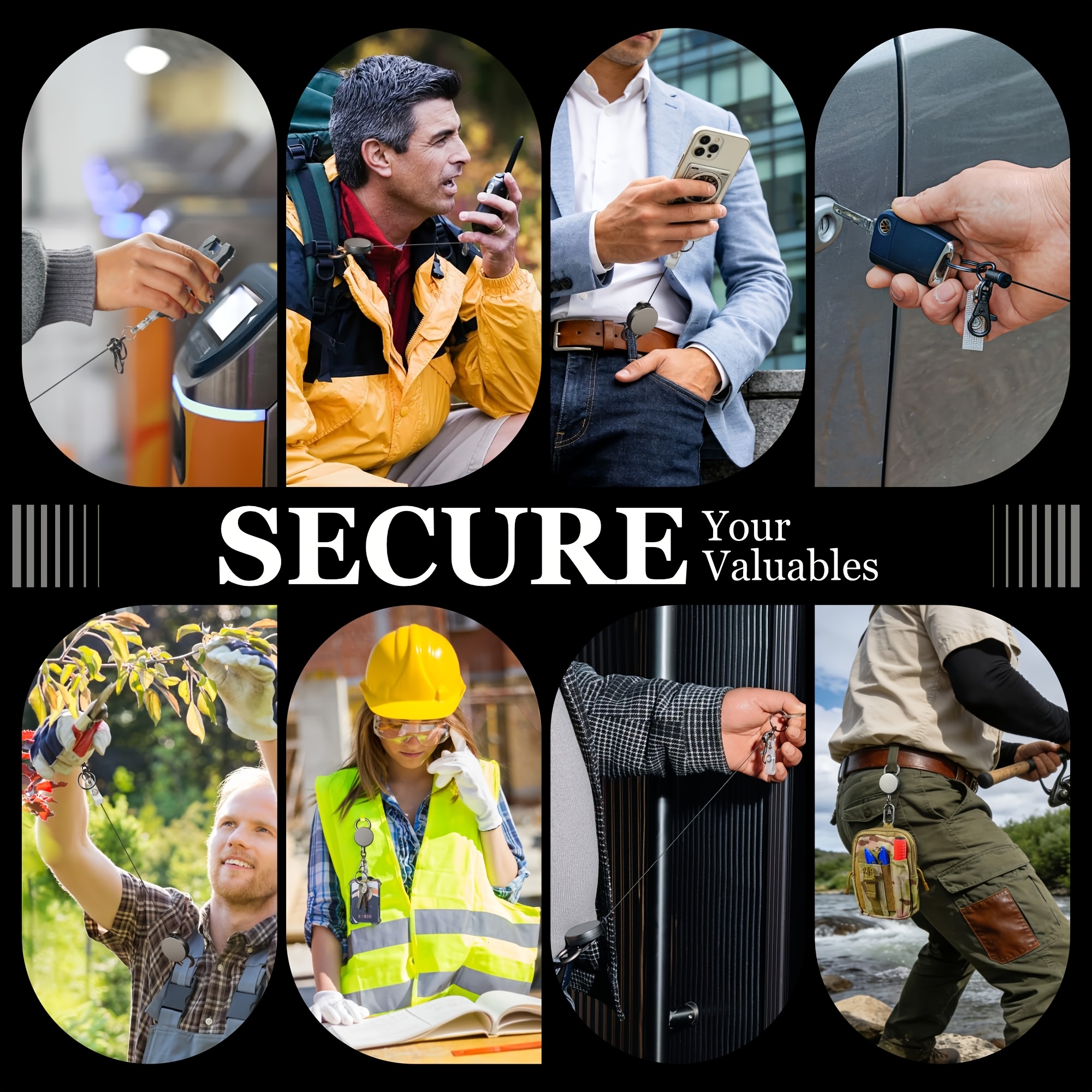 retractable cell phone lanyard, heavy duty metal anti theft phone tether with belt clip carabiner, universal anchor