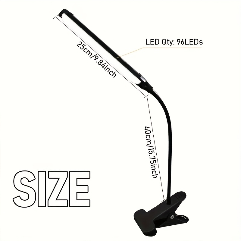 96led table lamp, desk lamp, usb powered clip on led reading light flexible gooseneck design, 3 color modes, adjustable brightness, suitable for reading, video calling, home office, bedside, and handicrafts