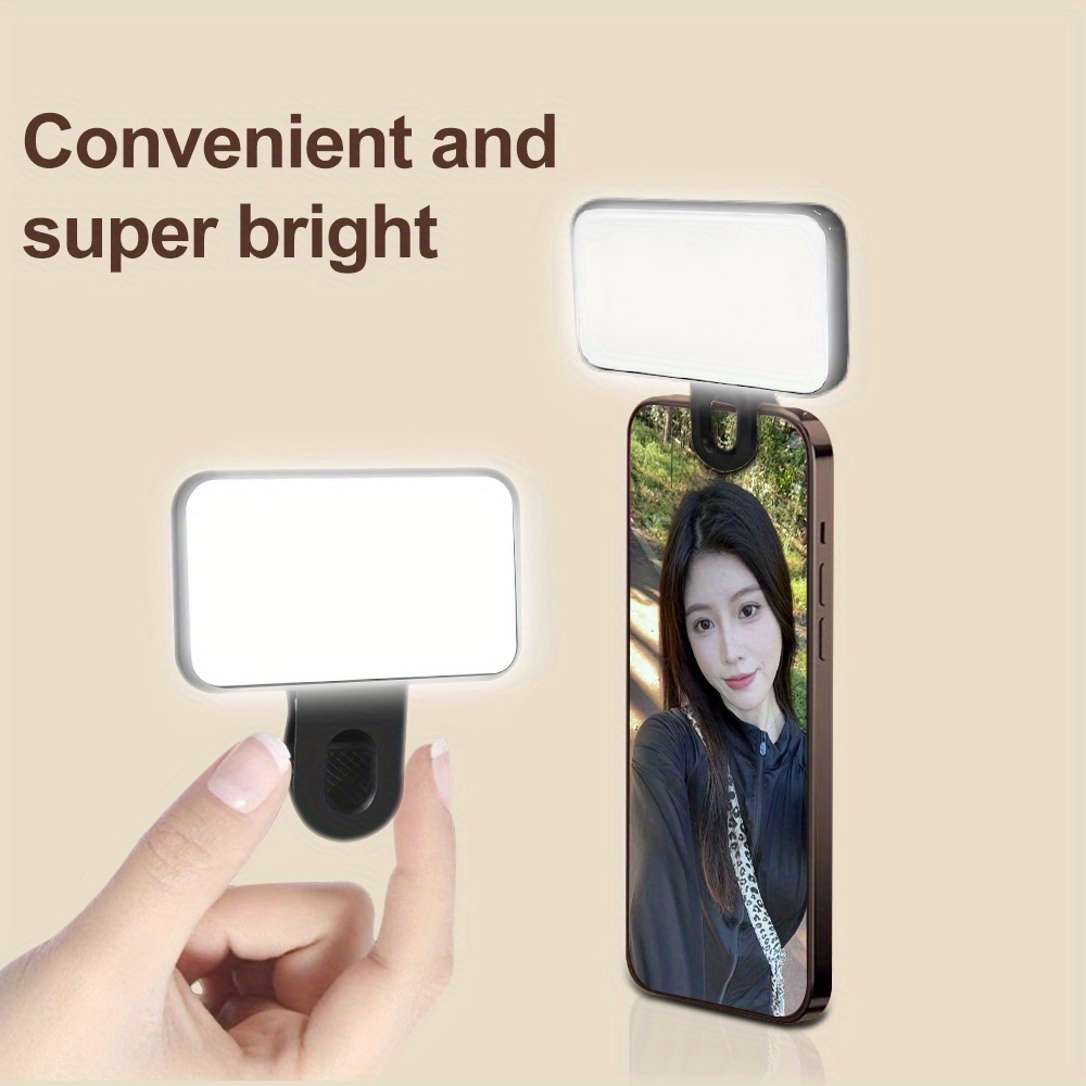 1pc mini clamping fill light portable for video conference, live streaming & phone photography | pocket beauty lamp for iphone 16/17 series, for samsung s25/fold7/flip7 & most smartphones