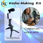 vlogging kit with tripod, mini led video light, microphone, portable live streaming setup, compatible with cameras and mobile devices for video conference calls, vlogging, , instagram, and tiktok.