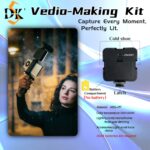 vlogging kit with tripod, mini led video light, microphone, portable live streaming setup, compatible with cameras and mobile devices for video conference calls, vlogging, , instagram, and tiktok.