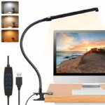 96led table lamp, desk lamp, usb powered clip on led reading light flexible gooseneck design, 3 color modes, adjustable brightness, suitable for reading, video calling, home office, bedside, and handicrafts