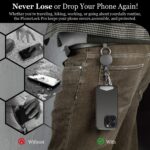 retractable cell phone lanyard, heavy duty metal anti theft phone tether with belt clip carabiner, universal anchor