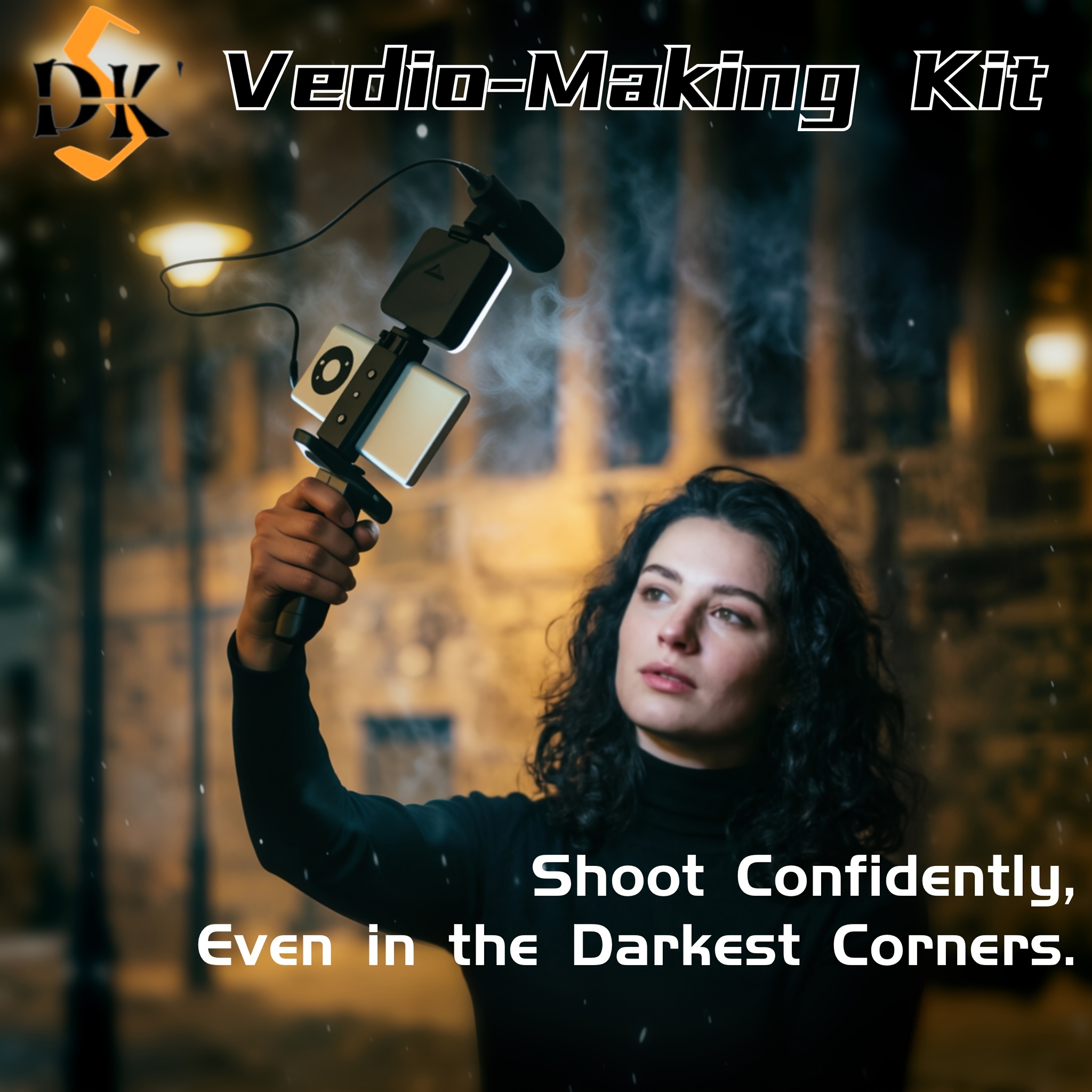 vlogging kit with tripod, mini led video light, microphone, portable live streaming setup, compatible with cameras and mobile devices for video conference calls, vlogging, , instagram, and tiktok.
