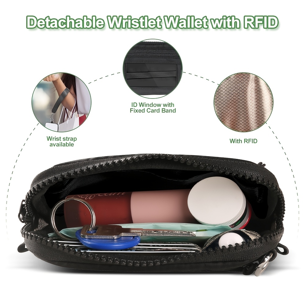 2pcs rfid clip and go strap for phone with wallet crossbody phone lanyard | includes wrist strap and zippered anti theft pocket, suitable for everyday travel, universal multi functional mobile phone lanyard, compatible with most smartphones