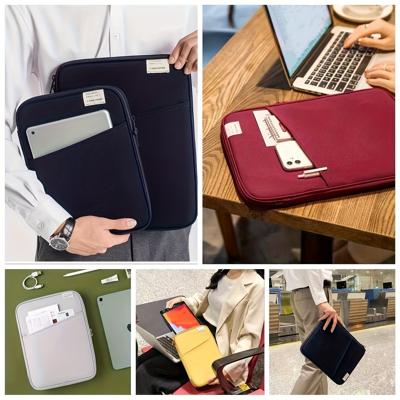 korean version of ins style minimalist tablet bag suitable for ipad 25.91 27.94 cm macbook air 13.3 inner bag, lightweight and shockproof 32.77 cm 33.02 cm for apple new m3 13.6 inch hp for samsung laptop storage bag men and women's a4 file bag multif