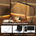 96led table lamp, desk lamp, usb powered clip on led reading light flexible gooseneck design, 3 color modes, adjustable brightness, suitable for reading, video calling, home office, bedside, and handicrafts