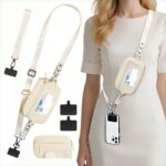 2pcs rfid clip and go strap for phone with wallet crossbody phone lanyard | includes wrist strap and zippered anti theft pocket, suitable for everyday travel, universal multi functional mobile phone lanyard, compatible with most smartphones