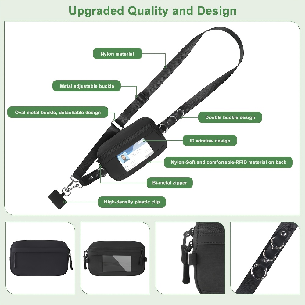 2pcs rfid clip and go strap for phone with wallet crossbody phone lanyard | includes wrist strap and zippered anti theft pocket, suitable for everyday travel, universal multi functional mobile phone lanyard, compatible with most smartphones