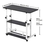 adjustable height standing desk, mobile desk with universal wheels, double layer storage, stable and comfortable, 40 x 80cm study table, sturdy and durable, easy to assemble, suitable for home office